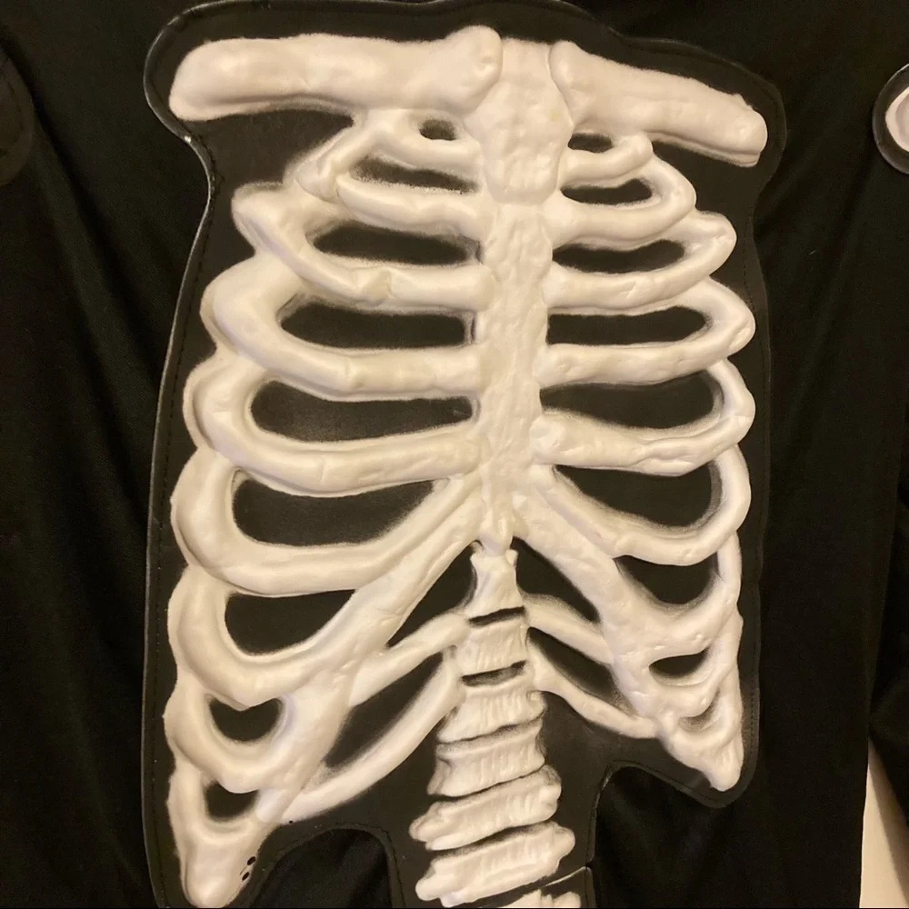Halloween Costume Skeleton 3D Raised Bones Glow in Dark Child Large 12 14